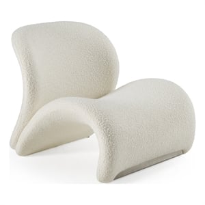 Pemberly Row Modern Upholstered Accent Chair with Chrome Base in White