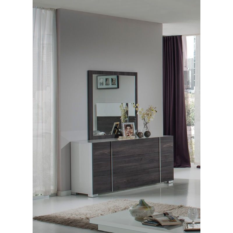 Pemberly Row Italian Modern 39x41 Inch Wall Mirror in Smooth Gray