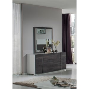 Pemberly Row Italian Modern 39x41 Inch Wall Mirror in Smooth Gray
