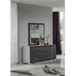 Pemberly Row Italian Modern 39x41 Inch Wall Mirror in Smooth Gray