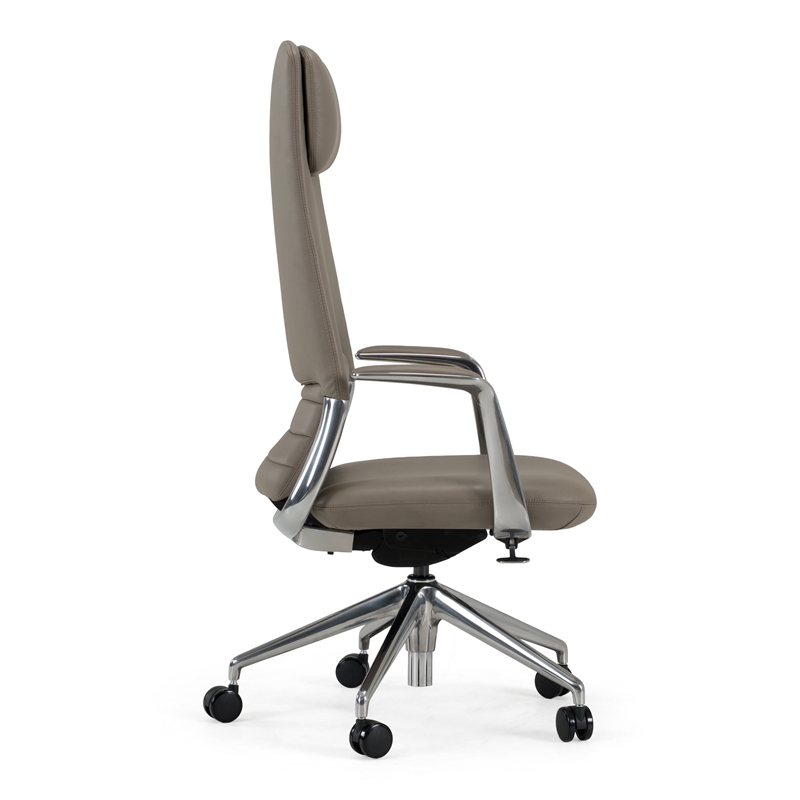 Pemberly Row Modern Genuine Leather Executive Office Chair in Gray