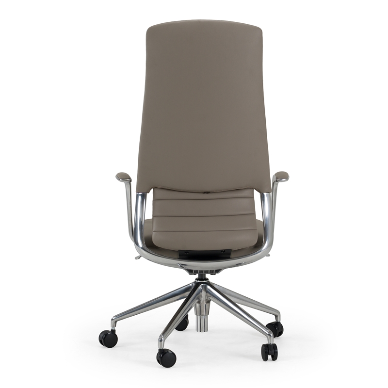 Pemberly Row Modern Genuine Leather Executive Office Chair in Gray