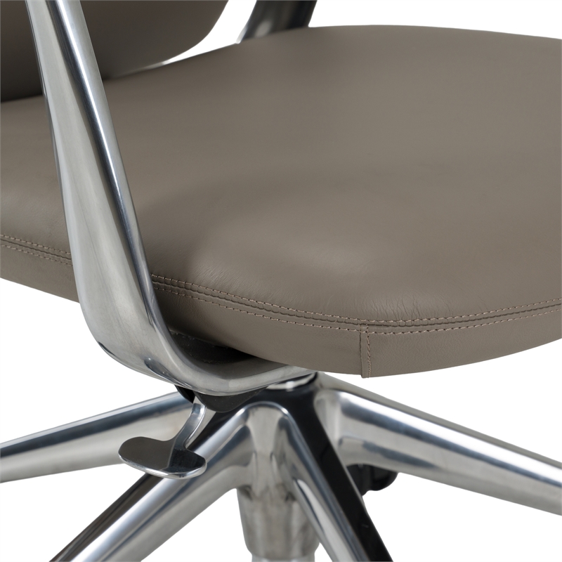 Pemberly Row Modern Genuine Leather Executive Office Chair in Gray