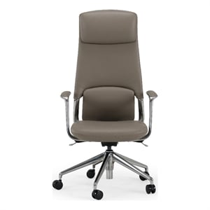 Pemberly Row Modern Genuine Leather Executive Office Chair in Gray