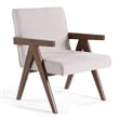 Pemberly Row Modern Fabric Accent Chair Set of 2 in Beige & Walnut