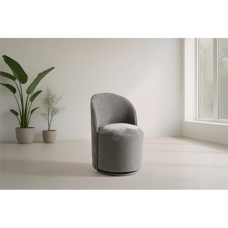 Pemberly Row Modern Upholstered Fabric Swivel Dining Chair in Dove Grey