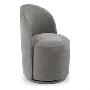 Pemberly Row Modern Upholstered Fabric Swivel Dining Chair in Dove Grey