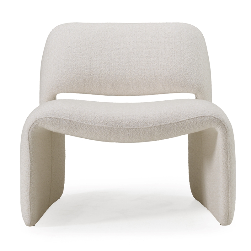 Pemberly Row Modern Winged Back Fabric Accent Chair in Off White