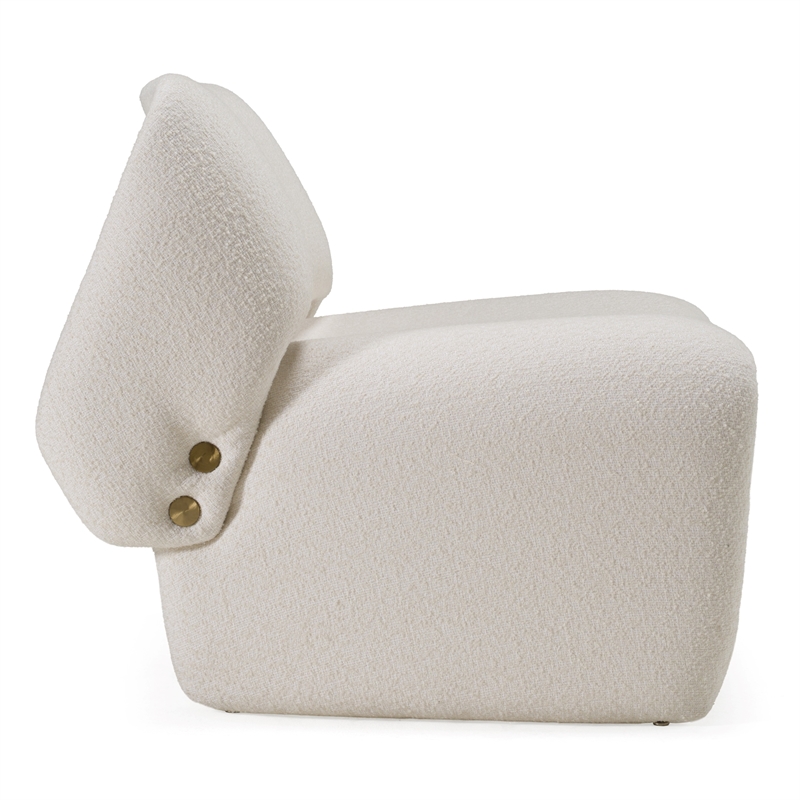 Pemberly Row Modern Winged Back Fabric Accent Chair in Off White