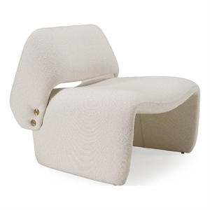 Pemberly Row Modern Winged Back Fabric Accent Chair in Off White