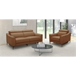 Pemberly Row Modern Genuine Leather Power Recliner Chair in Camel