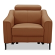 Pemberly Row Modern Genuine Leather Power Recliner Chair in Camel