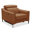Pemberly Row Modern Genuine Leather Power Recliner Chair in Camel