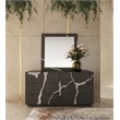 Pemberly Row Modern Square Wall Mirror in Matte Brown Ash & Silver