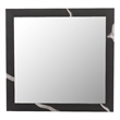 Pemberly Row Modern Square Wall Mirror in Matte Brown Ash & Silver