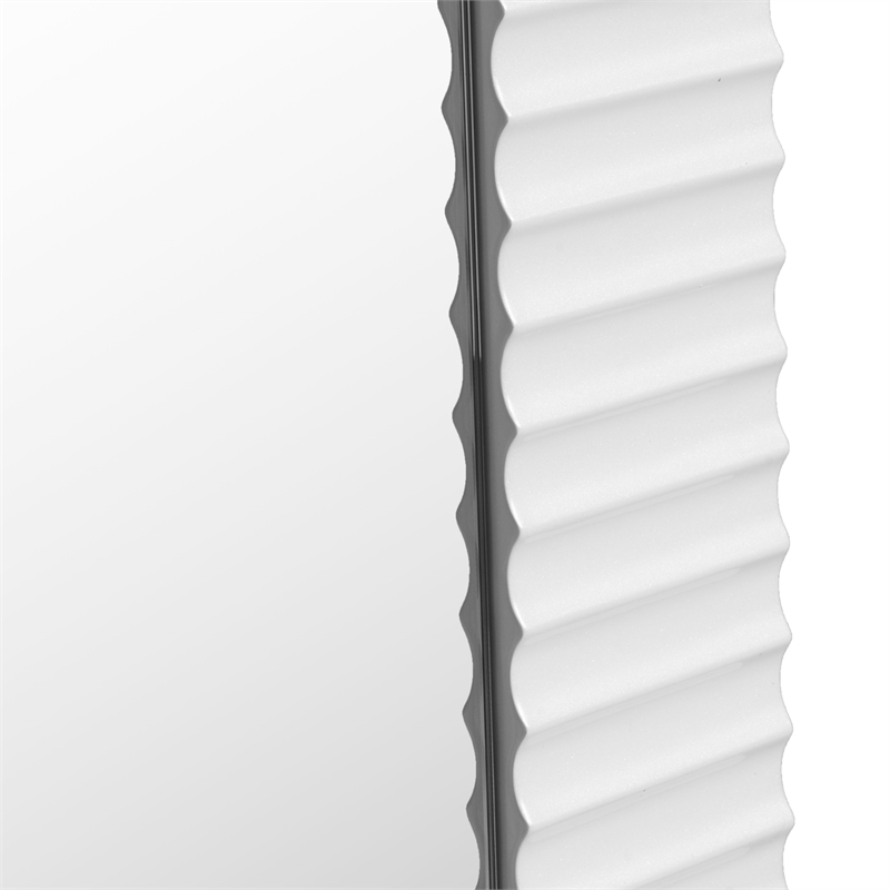 Pemberly Row Modern Rectangular Floor Mirror in Pearl White Finish