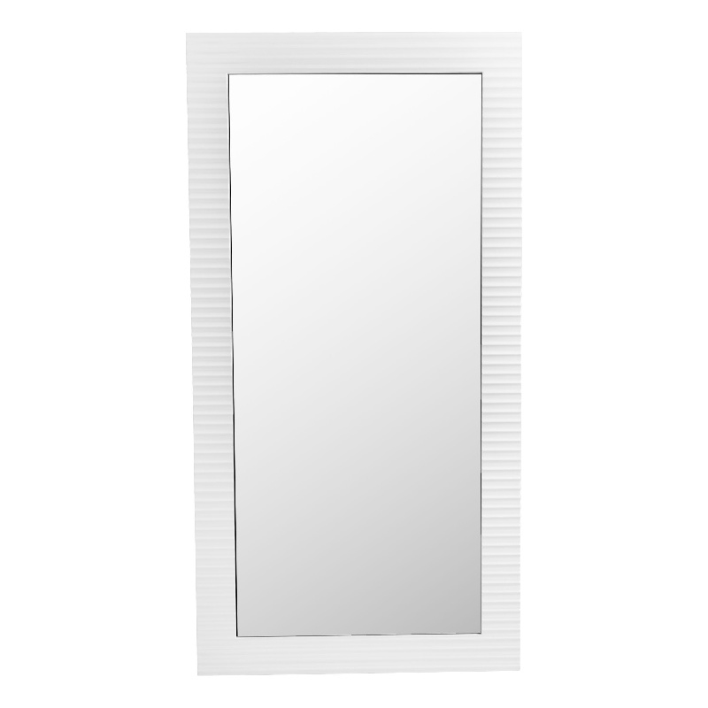 Pemberly Row Modern Rectangular Floor Mirror in Pearl White Finish