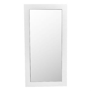 Pemberly Row Modern Rectangular Floor Mirror in Pearl White Finish