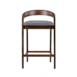 Pemberly Row Modern Fabric Counter Chair Set of 2 in Gray & Walnut