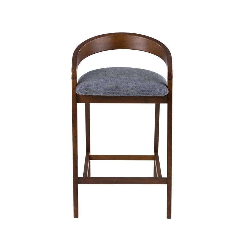 Pemberly Row Modern Fabric Counter Chair Set of 2 in Gray & Walnut