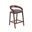 Pemberly Row Modern Fabric Counter Chair Set of 2 in Gray & Walnut