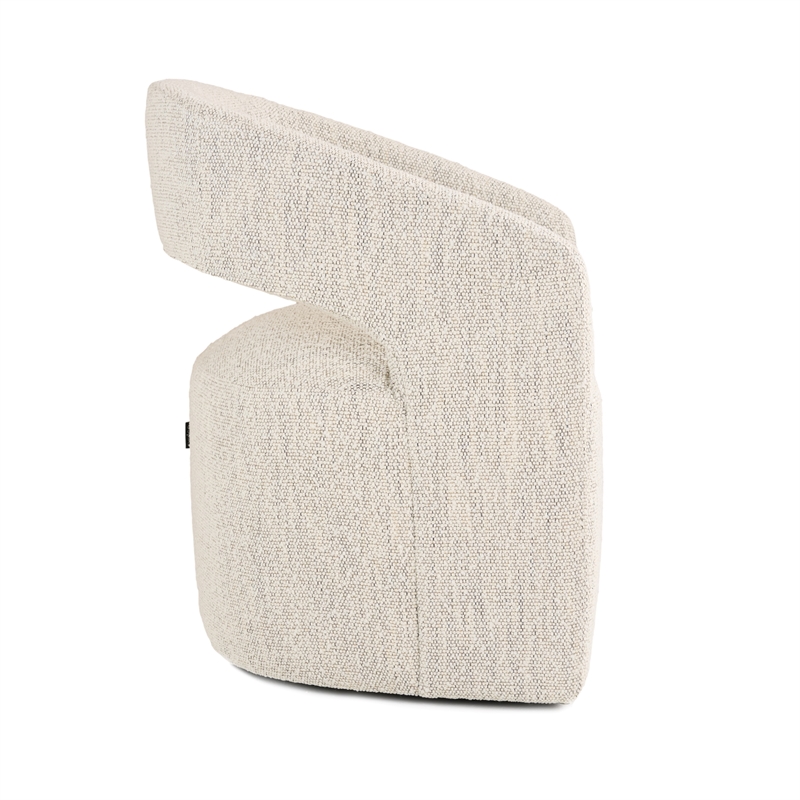 Pemberly Row Modern Fabric Dining Chair with Cut Out Back in Beige