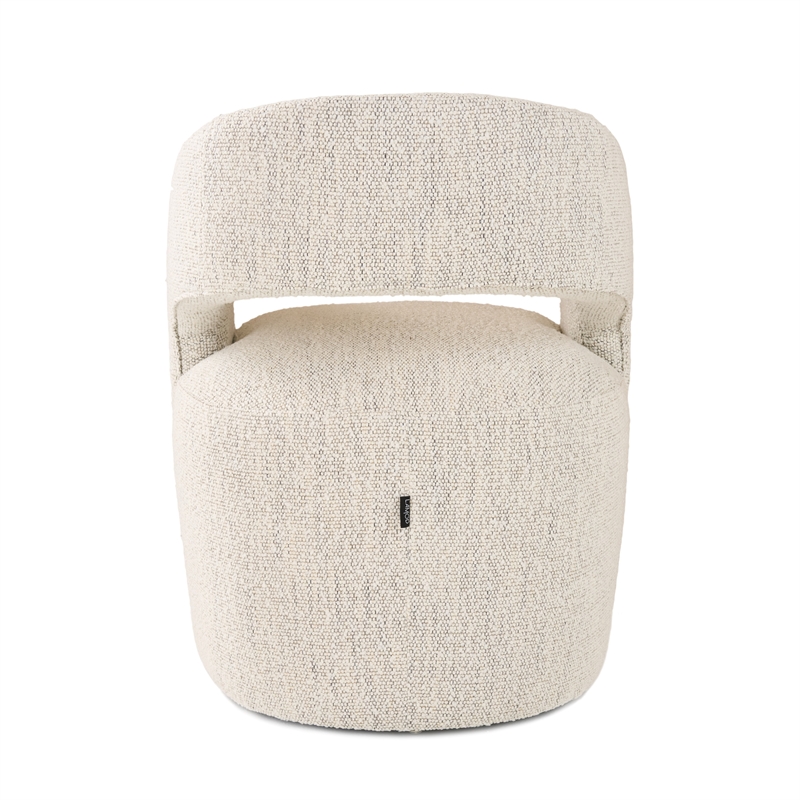 Pemberly Row Modern Fabric Dining Chair with Cut Out Back in Beige
