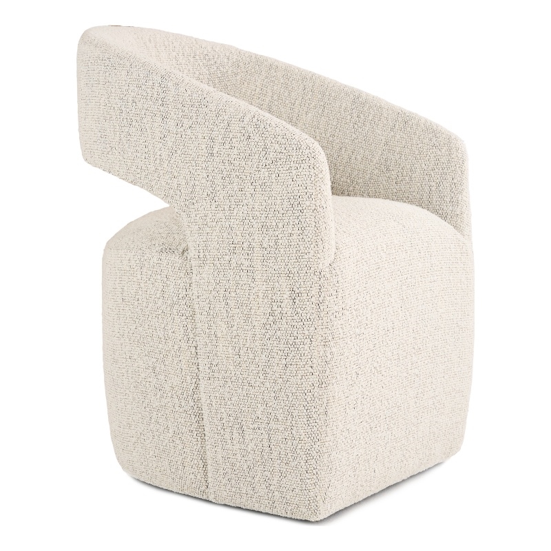Pemberly Row Modern Fabric Dining Chair with Cut Out Back in Beige