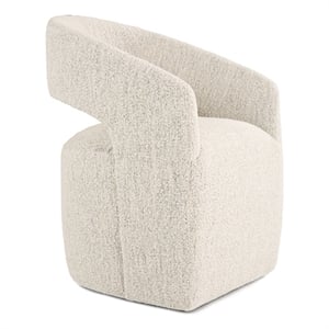 Pemberly Row Modern Fabric Dining Chair with Cut Out Back in Beige
