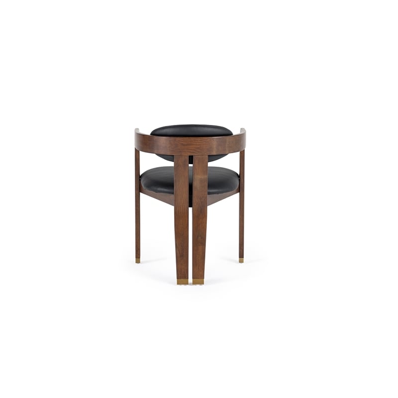 Pemberly Row Modern Vegan Leather Dining Chair in Black & Brown Oak