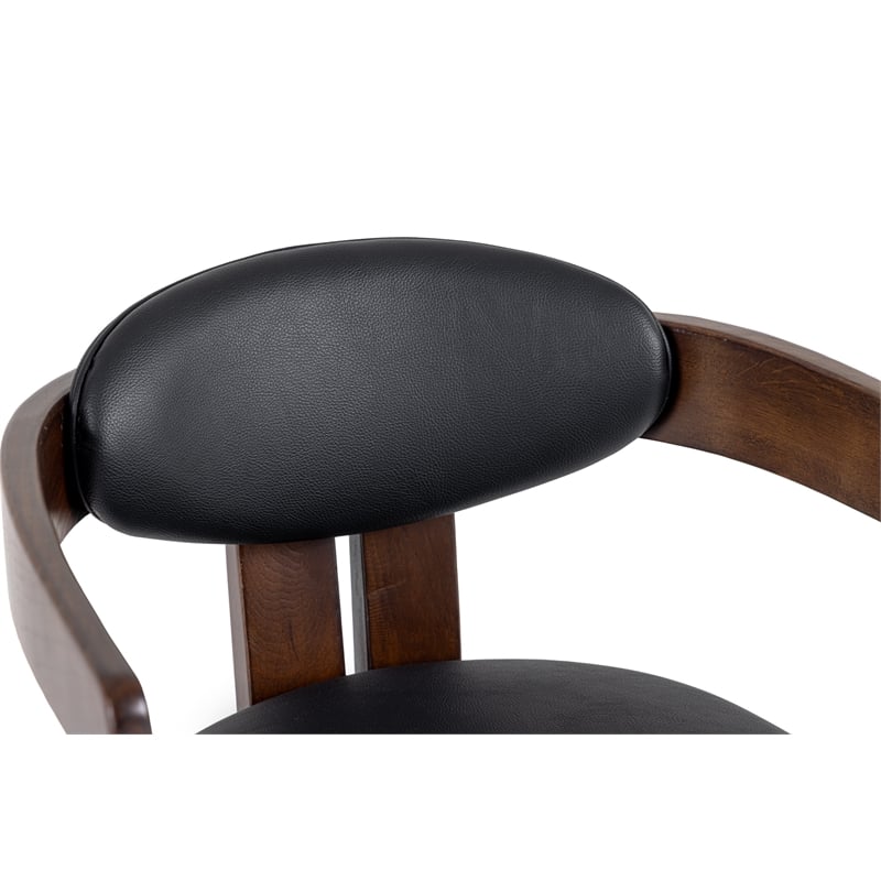 Pemberly Row Modern Vegan Leather Dining Chair in Black & Brown Oak