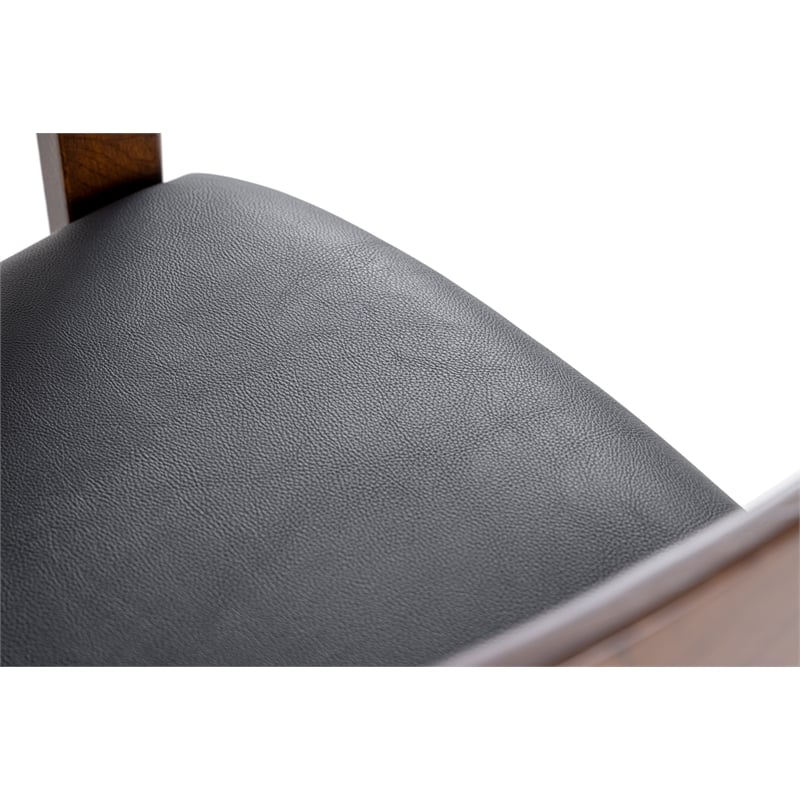 Pemberly Row Modern Vegan Leather Dining Chair in Black & Brown Oak