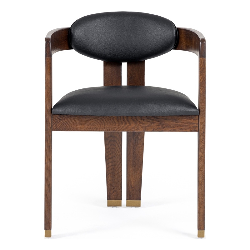 Pemberly Row Modern Vegan Leather Dining Chair in Black & Brown Oak