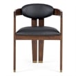 Pemberly Row Modern Vegan Leather Dining Chair in Black & Brown Oak