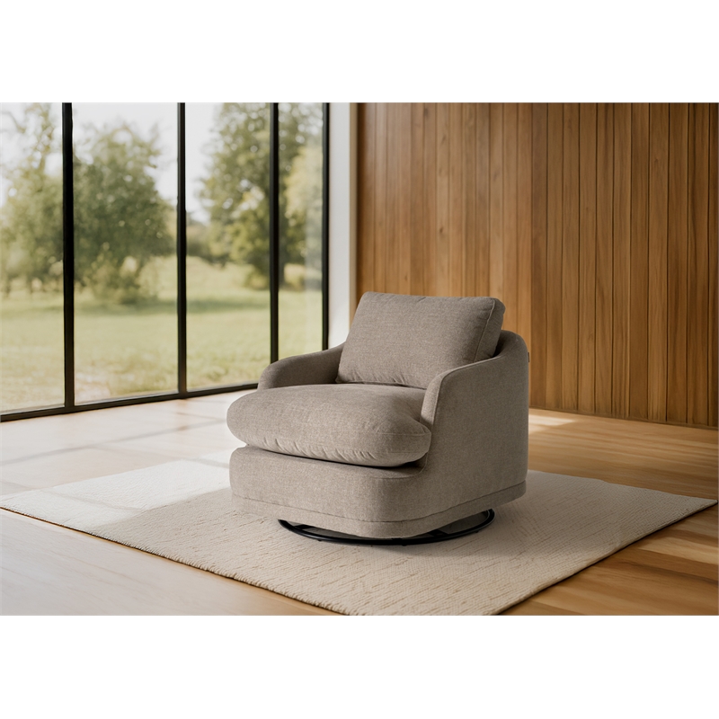 Pemberly Row Modern Upholstered Swivel Accent Chair in Gray Sand