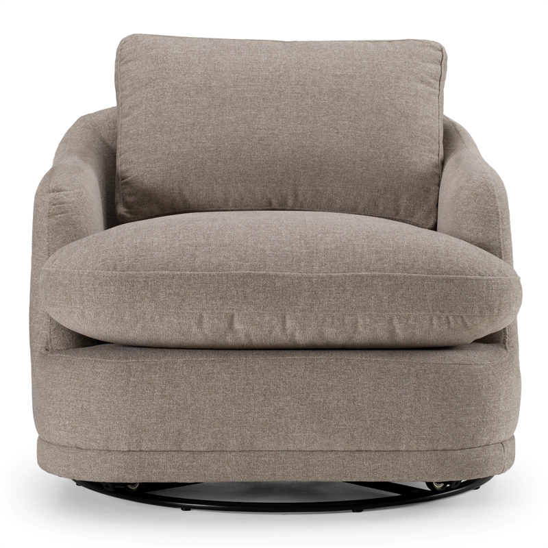 Pemberly Row Modern Upholstered Swivel Accent Chair in Gray Sand