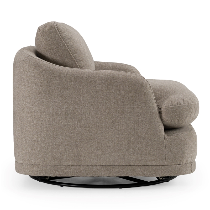 Pemberly Row Modern Upholstered Swivel Accent Chair in Gray Sand