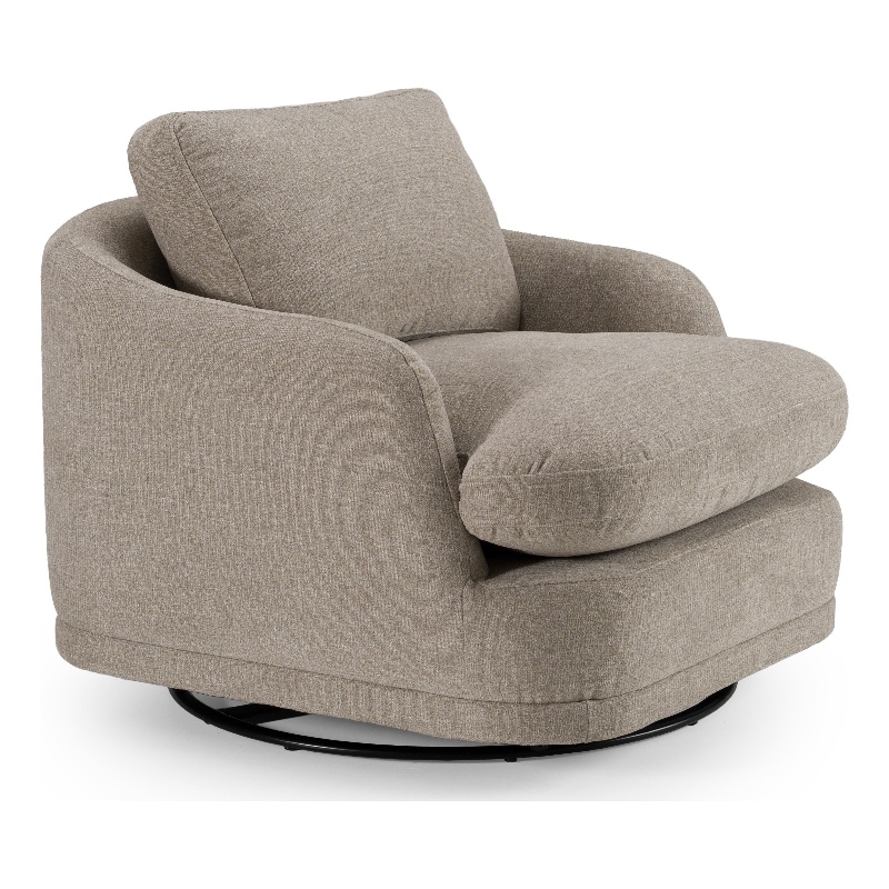 Pemberly Row Modern Upholstered Swivel Accent Chair in Gray Sand