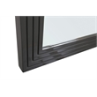 Pemberly Row Modern Slatted Wall Mirror in Dark Gray High Gloss