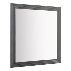 Pemberly Row Modern Slatted Wall Mirror in Dark Gray High Gloss