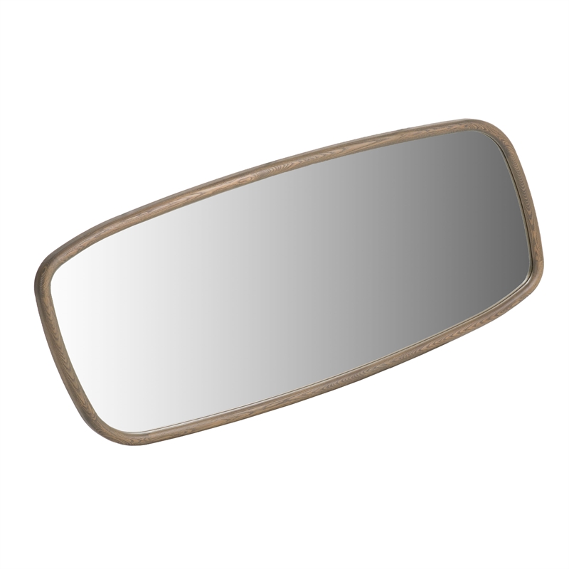 Pemberly Row Modern 63x32.4 Inch Oval Buffet Mirror in Gray Ash Wood