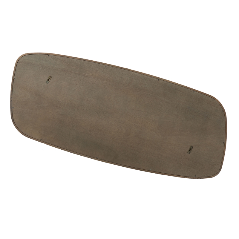 Pemberly Row Modern 63x32.4 Inch Oval Buffet Mirror in Gray Ash Wood