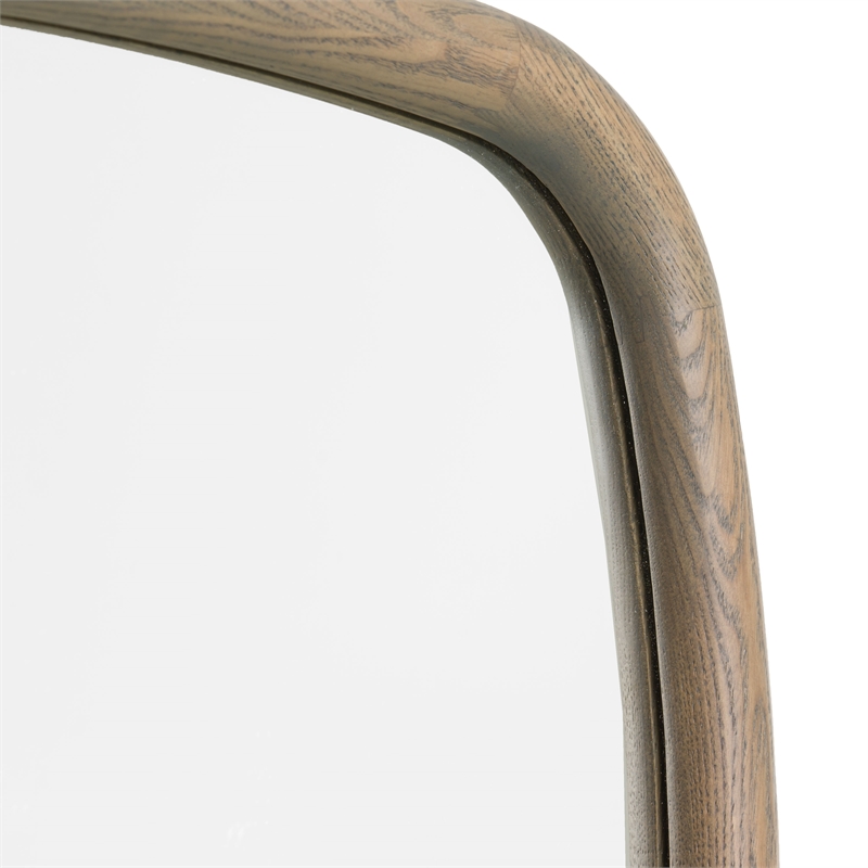 Pemberly Row Modern 63x32.4 Inch Oval Buffet Mirror in Gray Ash Wood