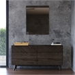 Pemberly Row Mid-Century Rectangular Wall Mirror in Dark Acacia Wood