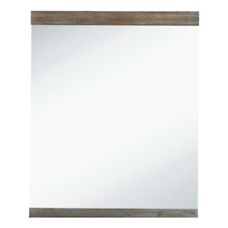Pemberly Row Mid-Century Rectangular Wall Mirror in Dark Acacia Wood