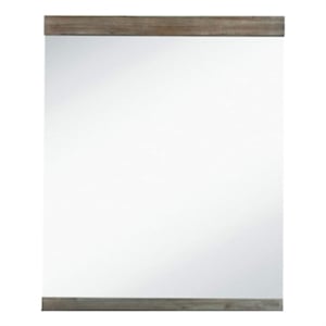 Pemberly Row Mid-Century Rectangular Wall Mirror in Dark Acacia Wood
