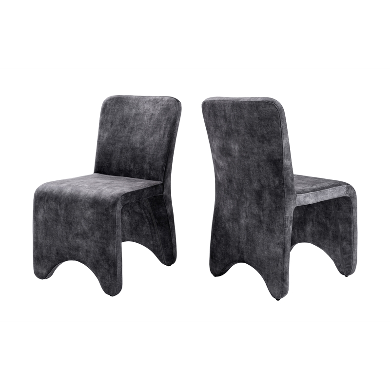 Pemberly Row Modern Upholstered Velvet Dining Chair Set of 2 in Gray