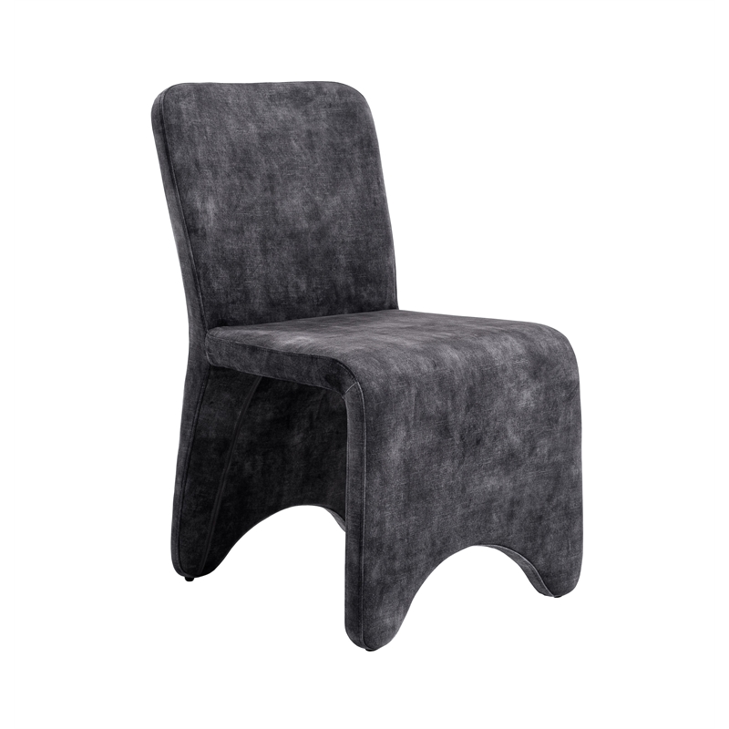 Pemberly Row Modern Upholstered Velvet Dining Chair Set of 2 in Gray