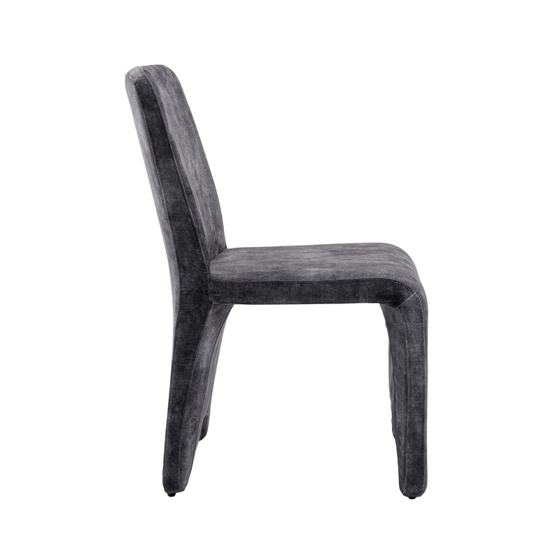 Pemberly Row Modern Upholstered Velvet Dining Chair Set of 2 in Gray