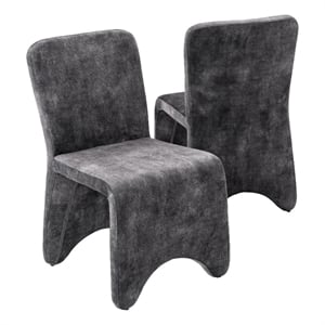 Pemberly Row Modern Upholstered Velvet Dining Chair Set of 2 in Gray